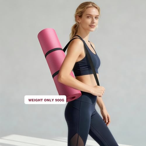 KEEP Extra Thick NBR Yoga Mat - color: pink, size: 72”x24”x10mm
