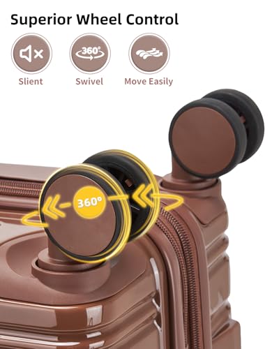 LARVENDER Carry On Luggage 22x14x9 Airline Approved, Suitcases with Wheels - color: Mocha 1