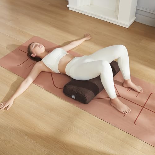 Meditation Cushion Bolster Pillow for Restorative Yoga – Supportive Cushion for Meditation, Pilates, and Relaxation – Filled with Buckwheat Hulls - Removable Cover - color: Chocolate Brown, size: Rectangular (Filled with 100% Cotton)
