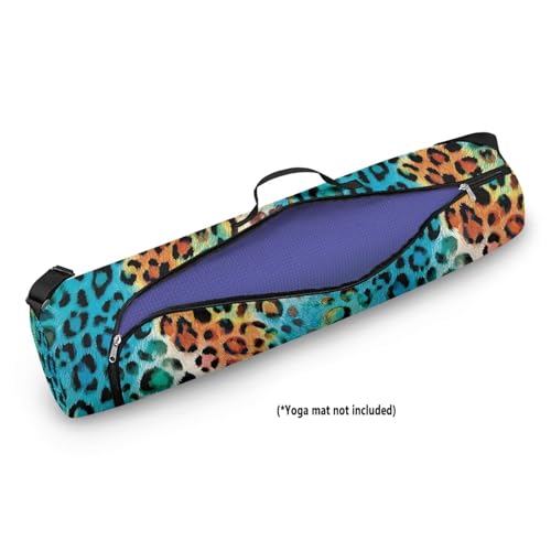 Yoga Mat Bag for Women & Men Full-Zip Yoga Mat Carrier Bag for Class Workout Park with Adjustable Strap - color: Blue Tiger Print