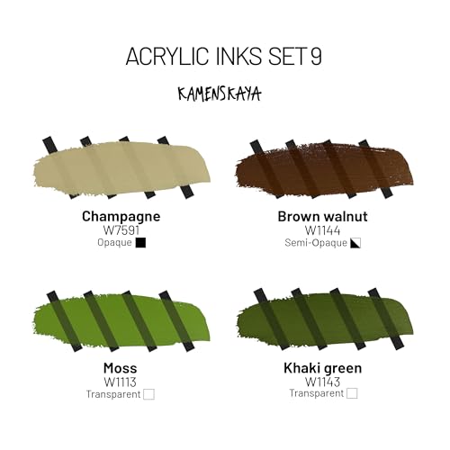 Acrylic Inks for Artists - Acrylic Ink Set, Color Combination #9-4 pcs. 1 Fl Oz (30 ml) Each | Highly Concentrated, Multifunctional Liquid Acrylic Paint - color: Color Combination #9, style: Core Line