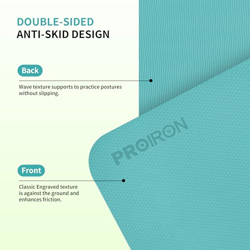 PROIRON Foldable Yoga Mat 0.24"/0.16" for Home Workout & Travel, Non Slip Travel Yoga Mats with Carry Bag, Packable Yoga Mat for Home Gym, Pilates, Fitness,Stretching - color: (0.24" TPE) Green