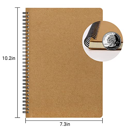 EUSOAR Graph Paper Notebook, B5 3Pack 7.3"x10.2" 120 Pages Hardcover Spiral Notebook Journals, Wirebound Journal Sketch Notebook for Math and Science Students Engineering Artist Drawing - color: Kraft, size: B5