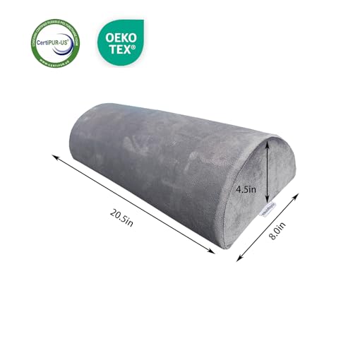 2 Pack Half Moon Bolster Pillow for Legs, Knees, Lower Back.Semi Roll Round Pillow for Ankle and Foot Comfort, Head Neck Spine Hip Pain Relief,Machine Washable Cover - color: Grey - 2 Pack