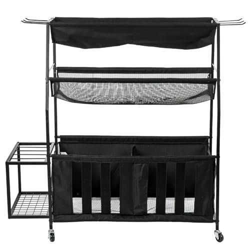 MyGift 3 Tier Sports Equipment Organizer Rolling Ball Storage Rack w/Hooks