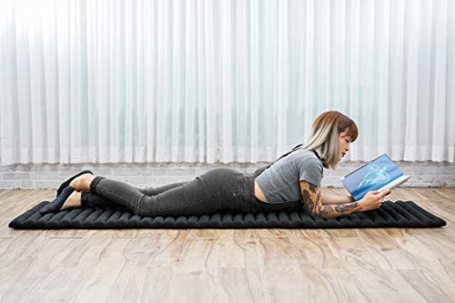 Leewadee - Foldable Floor Mattress - Japanese Roll Up Futon -Trifold Tatami Mat- Guest Floor Bed - Camping Mattress - Thai Massage Mat, Kapok Filled, 75 x 20 inches, Black - color: Cl02 - Black, size: S: 75x20"