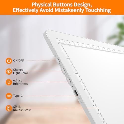 Elice Magnetic A4 Light Board for Diamond Painting, Ultra-Thin Tracing LED Light Box with Side Buttons, Super Bright Diamond Art Light Pad, Light Table for Drawing, Sketching, Weeding Vinyl - White - color: White, size: A4 without Carry Bag