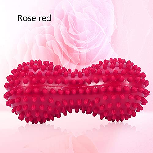Agatige Double Peanut Massage Lacrosse Ball, Spiky Therapy Ball for Leg Back Shoulder Muscle Release Relief Deep Tissue Massage Yoga Ball(Rose Red) - color: Rose Red
