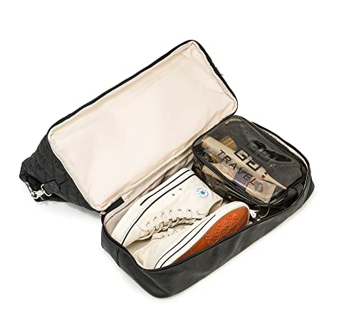 Kinmac Women's Travel Duffel Bag,Sports Gym Yoga Duffel Bag Weekender Overnight Totes Bag (Black Embroider) - color: Black Embroider
