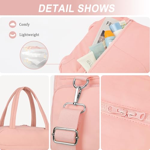 Sports Gym Bag for Women, Travel Duffle Bag with Shoe Compartment & Wet Pocket, Fitness Yoga Bag - color: S-Pink