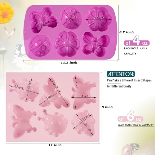 Sakolla 2 Pack Insect Silicone Soap Molds, 6-Cavity Dragonfly Butterfly Ladybug Shape Silicone Molds for Soap Making, DIY Baking Mold for Lotion Bars, Chocolate, Candy, Muffin, Biscuit, Cookie Pans - color: Butterfly