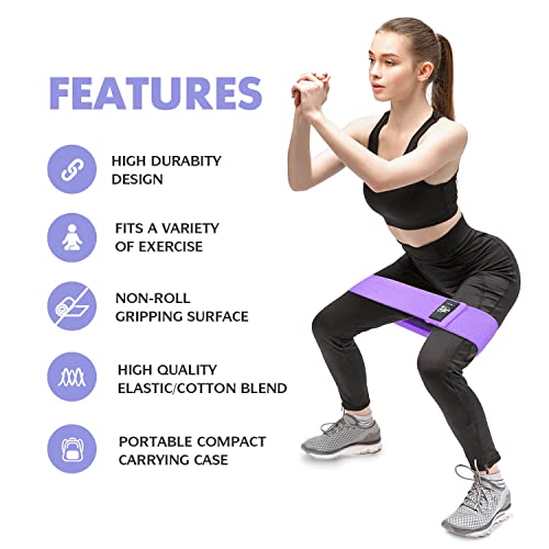 CFX Resistance Bands Set, Exercise Bands with Non-Slip Design for Hips & Glutes, 3 Levels Workout Bands for Women and Men, Booty Bands for Home Fitness, Yoga, Pilates - color: Dark Purple,Purple,Light Purple