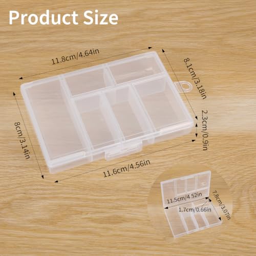 4 Pack Plastic Organizer Box with Dividers, Clear Compartment Organizer Box | Travel Small Bead Organizer for Jewelry Fishing Tackles Earring Rhinestones Beads, Small Storage Containers for DIY Crafts