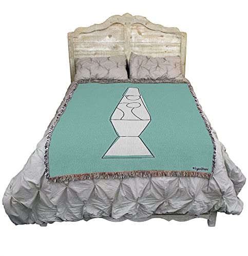 Pure Country Weavers 70s Teal Lava Lamp Blanket by Kyra Brown Tapestry Throw Woven from Cotton - Made in the USA (72x54) - color: Lava Lamp