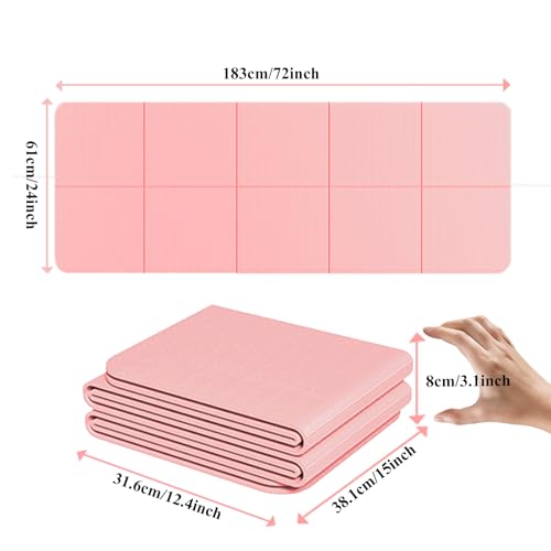 Yoga Mat for Travel, Non-Slip Yoga Mat, Exercise Mat 1/4" Thick Yoga Mat Foldable, Perfect for Pilates, Outdoor & Travel, TPE Anti-Slip Yoga Mat with Carry Bag - color: beige