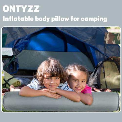 ONTYZZ Inflatable Body Pillow Long Pillow for Bed Oval Bolster Pillow - color: Grey, size: Long Oval (1-Pack)