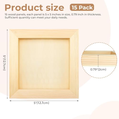 FSWCCK 15 Pack 5 x 5 inch Wood Panel Boards, Unfinished Wood Canvas Panels for Crafts, Painting Canvas, DIY Art Projects, Pouring, Arts Use with Oils, Acrylics - size: 5"X 5" 15 Pack
