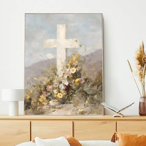 xcemhil Cross Paint by Numbers Kit for Adults Beginner, Cross Paint by Numbers for Adult, Acrylic Paint by Number Kits Suitable for Home Wall Art Decor Gifts 16x20 Inch - color: 32-Cross, size: 16*20