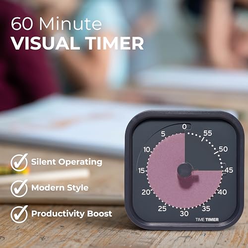 Time Timer MOD Home - Metallic Series - Individual Sized 60 Minute Visual Countdown Timer for ADHD, Adults, Students, and Pomodoro with Silent Operation (Metallic Storm) - color: Storm