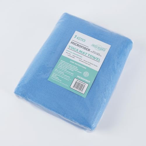 MICROFI Microfiber Hot Yoga Towel Mat, 24 x 72 inches, with Non-Slip Silicone Grip, Secure Fit Elastic Straps (Blue) - color: Blue