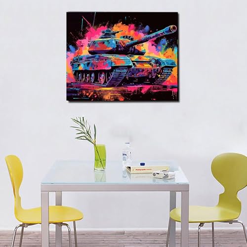 DIY Colorful Tanks Paint by Number Kits 16 x 20 inch Canvas Watercolor Painting by Number for Kids Students Adults Beginners with Brushes Acrylic Pigment Perfect for Home Decor(with Frame) - color: Artwork 06, size: 16''x20''(DIY frame)