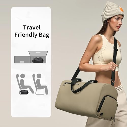 Handbag for Women Yoga Bag Large Capacity Yoga Pad Buckle with Shoe Compartment Water Bottle Sports Gym Bag Travel - color: B04-khaki