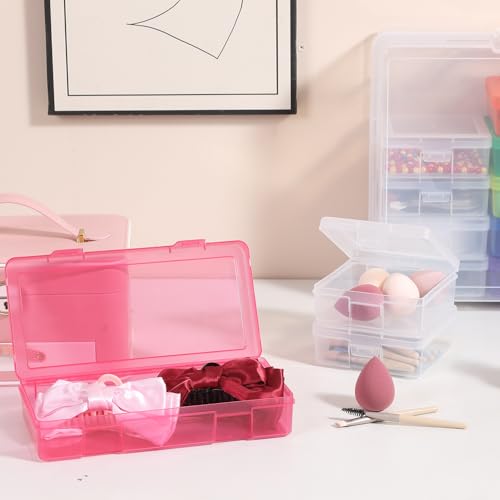 Plastic Storage Box Arts Plastic Container (6Medium Color+ 6Small Clear) | Multifunctional Design,Stackable,Clear,Versatile Organization,Space-Saving,Durable,Dust Protection - color: 6 Medium Color+ 6 Small Clear