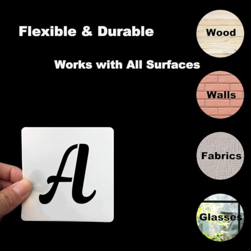 1.5 Inch Letter Stencils for Painting - 70 Pack Alphabet Letter and Number Stencil Templates with Signs for Painting, Reusable Cursive Alphabet Stencils for Chalkboard Wood Crafts & Wall Decor - size: 1.5 Inch