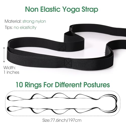 Foilswirl 8 Pack Stretching Strap with 10 Loops Bulk Yoga Strap Bulk for Physical Therapy Stretch Bands with Loops Non Elastic Bands for Exercise Dance