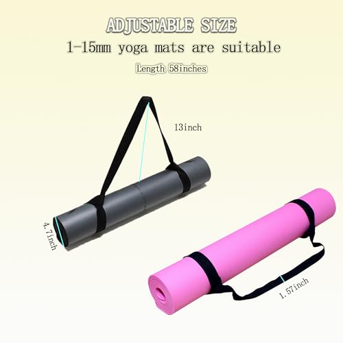 Adjustable Yoga Mat Strap Carrier - Comfortable Yoga Mat Carrying Strap with Stretch Band for Yoga, Exercise, Travel and Outdoor Sports