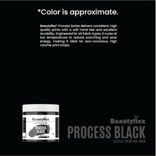 Process Black Screen Printing Ink 32oz Quart, Plastisol Ink | Vibrant Process Black screen printing ink for fabric, designed for consistent CMYK color reproduction on textiles. - color: Process Black, size: 32 fl oz