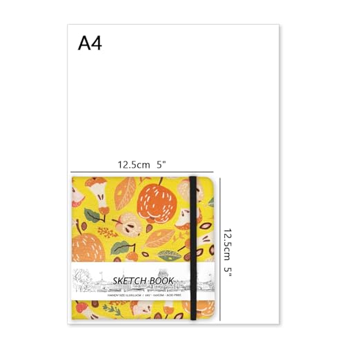 5" x 5" Hardcover Sketch Book,58 Sheets Small Mixed Media Pocket Sketch Pad | PU Cover,150 GSM Acid Free Artist Drawing Paper,Travel Journal Blank Notebook for Adults Sketching,Illustration. - color: 150gsm Cloth-fruit pit