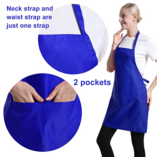 Total 15 PCS Dark Blue Bib Aprons Bulk for Women Men with 2 Front Pockets(Dark Blue-15pcs) - color: Dark Blue-15pcs