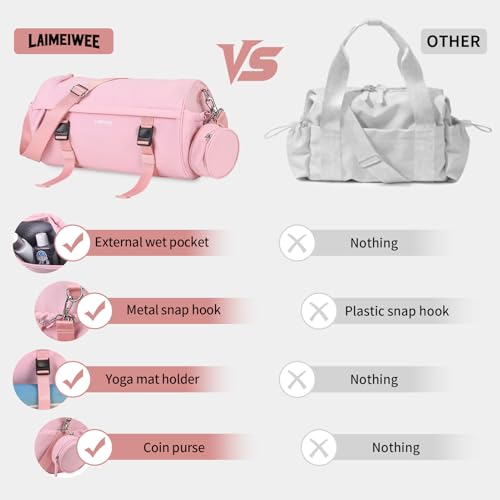 Small Gym Bag for Women Men, 15L Sports Workout Bag with Wet Pocket and Yoga Mat Holder, Lightweight & Water-Resistant Mini Travel Duffle Bag (Pink) - color: Pink