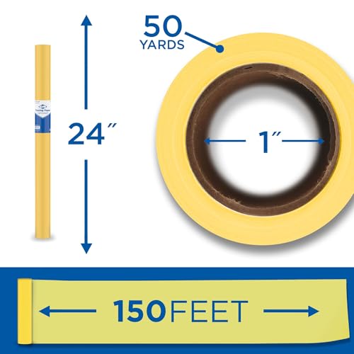 ALVIN 55Y-J Lightweight Tracing Paper Roll, Yellow, Suitable with Ink, Charcoal, Felt Tip Pen, for Sketching or Detailing - 24 inches x 50 Yards, 1-inch Core - color: Yellow - 50 Yards, size: 24"