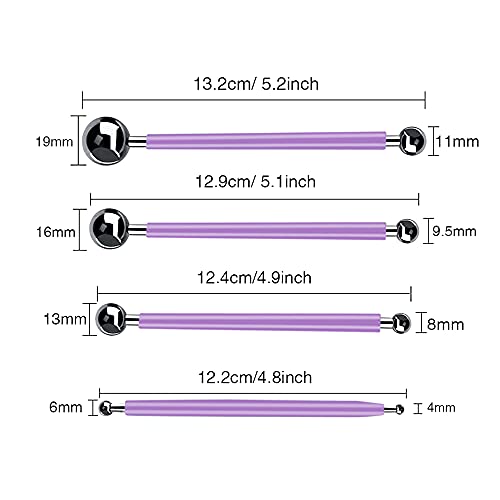 4 x Fondant Cake Decorating Clay Flower Sugarcraft Ball Model DIY Tool 8 Sizes (Purple) - color: Purple
