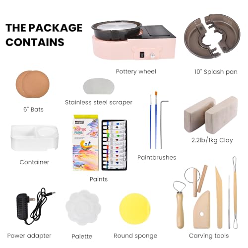 iMeshbean Pottery Wheel Machine Knob Controls Speed, 6" Turntable Two-Way Rotation Clay Wheel, DIY Mini Pottery Wheel Kit for Kids and Beginners Adults