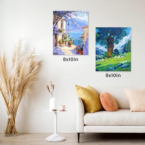 ESRICH Stretched Canvas for Painting, 3 Pack 8x10 Canvas Value Pack, Primed Acid-Free Cotton Blank Canvas, Paint Canvases for Oil & Acrylic Paint. - size: 8x10in