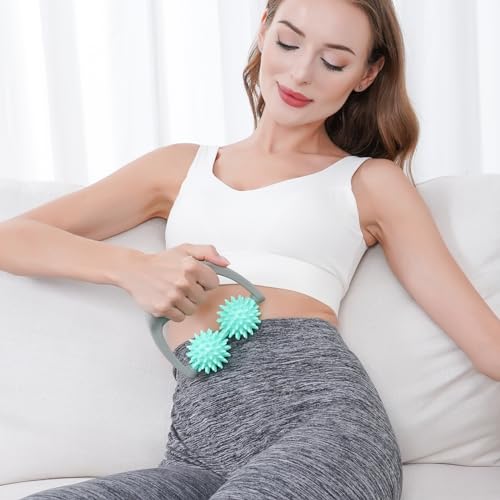 Coolife Fascia Release Spiky Massage Roller, Muscle Cellulite Massager | Deep Tissue Massage Tool for Neck Shoulder Legs, 2 Balls Pressure Trigger Point Myofascial Manual Body Massager for Women Men