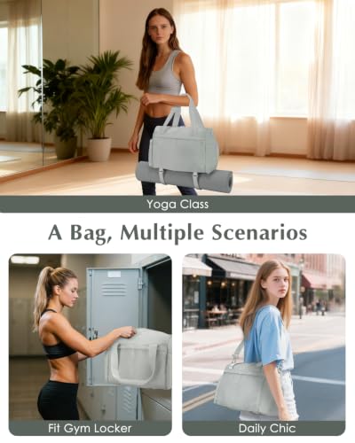 Small Gym Bag, Mini Gym Bag with Yoga Mat Holder & Wet Compartment, Gray - color: Gray