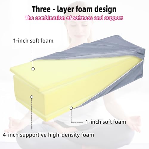 GOFORIT Yoga Bolster Pillow for Meditation and Support,Rectangular Meditation Pillow for Restorative Yoga,26.5"X9.5" X6" - color: Light Grey