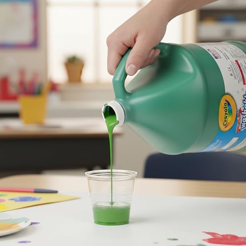 Crayola Washable Green Paint 1 Gallon – Non-Toxic, Easy-Clean Paint for Kids, Classrooms, Schools & Art Projects - color: Green