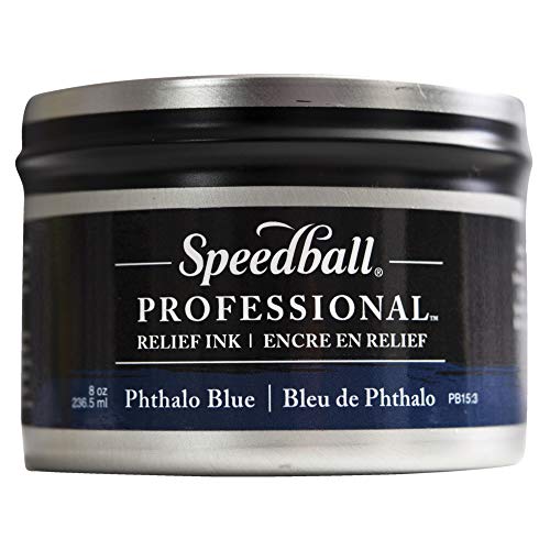 Speedball Professional Relief Ink Phthalo Blue 8OZ - color: Phthalo Blue, size: 8 fl oz