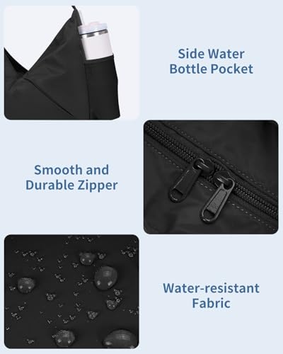 Ceneda Large Gym Bag for Women with Hidden Yoga Mat Holder & Shoe Compartment & Wet Pocket, Sports Duffle Bag for Travel - color: Black