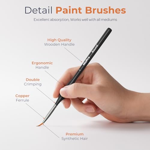 Nicpro 15 PCS Detail Paint Brushes, Miniature Paint Brushes for Detailing | Fine Tip Mini Paint Brush Set for Acrylic Watercolor Oil, Models, Paint by Numbers, Face, Nail Art, Craft, Rocks (Black) - color: Black, size: 15 pcs