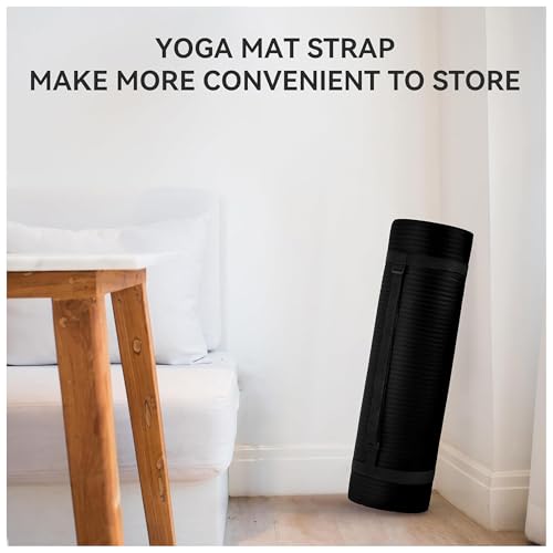 Fitvids Yoga Mat, 1/2-Inch Extra Thick High Density Exercise Mat, Anti-Tear Exercise Yoga Mat with Carrying Strap, Suitable for Various Yoga Exercises - color: Black
