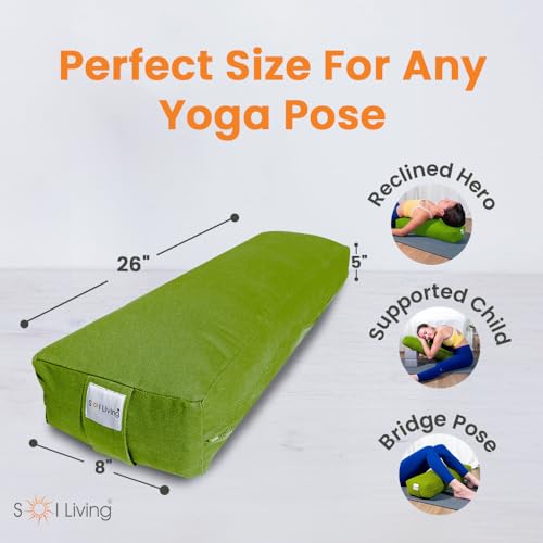 Pranayama Yoga Bolster Meditation Pillow - color: Green, size: Rectangular 26" x 8" x 5"