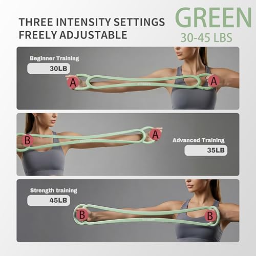 PROIRON Figure 8 Resistance Bands with Handles Exercise Band Stretch Bands for Yoga arm Chest and Shoulder Stretch 8 Shaped Resistance Band for Women - color: heavy-Green, size: Adjustable