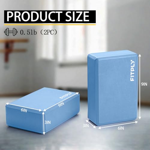 Yoga Blocks 2 Pack - Non-Slip Yoga Brick & Foam Blocks Yoga Set, High-Density Pilates Block for Stretching, Meditation, and Exercise Blocks Foam, Ideal for Deep Poses - color: Blue
