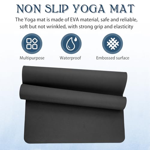 LEIFIDE 10 Pack Yoga Mat Bulk 68'' x 24'' x 4mm Thick Yoga Mat - color: Black,Gray